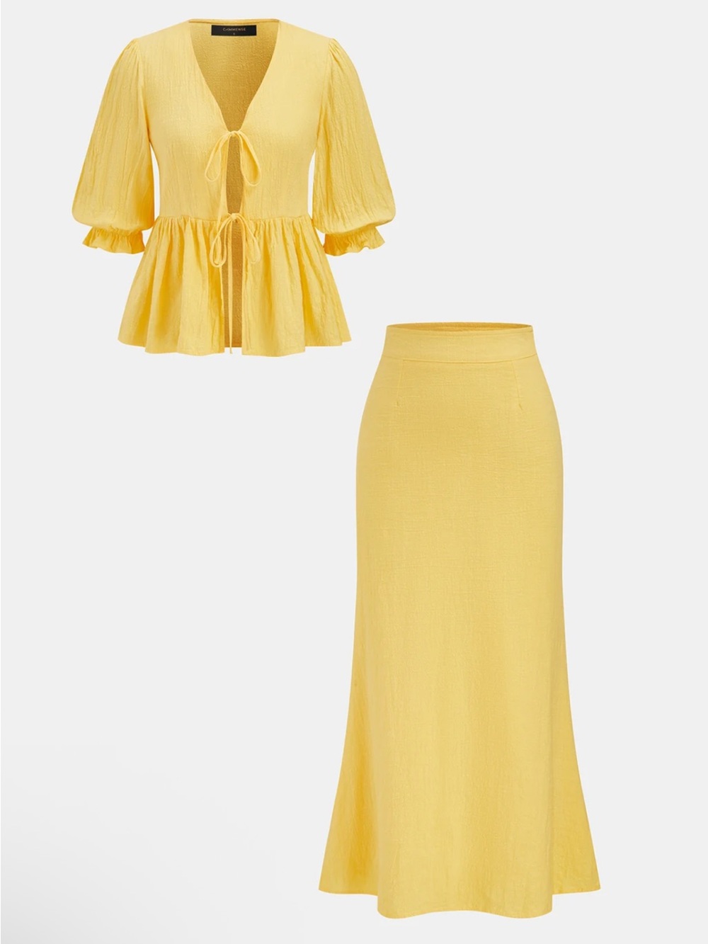 Yellow Two-Piece Maxi Skirt Set